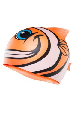 Шапочка для плавання TYR CharacTYRS Happy Fish Silicone Kids’ Swim Cap, Orange