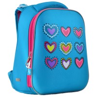 Рюкзак шкільний каркасний  YES  H-12-1 Hearts turquoise, 38*29*15